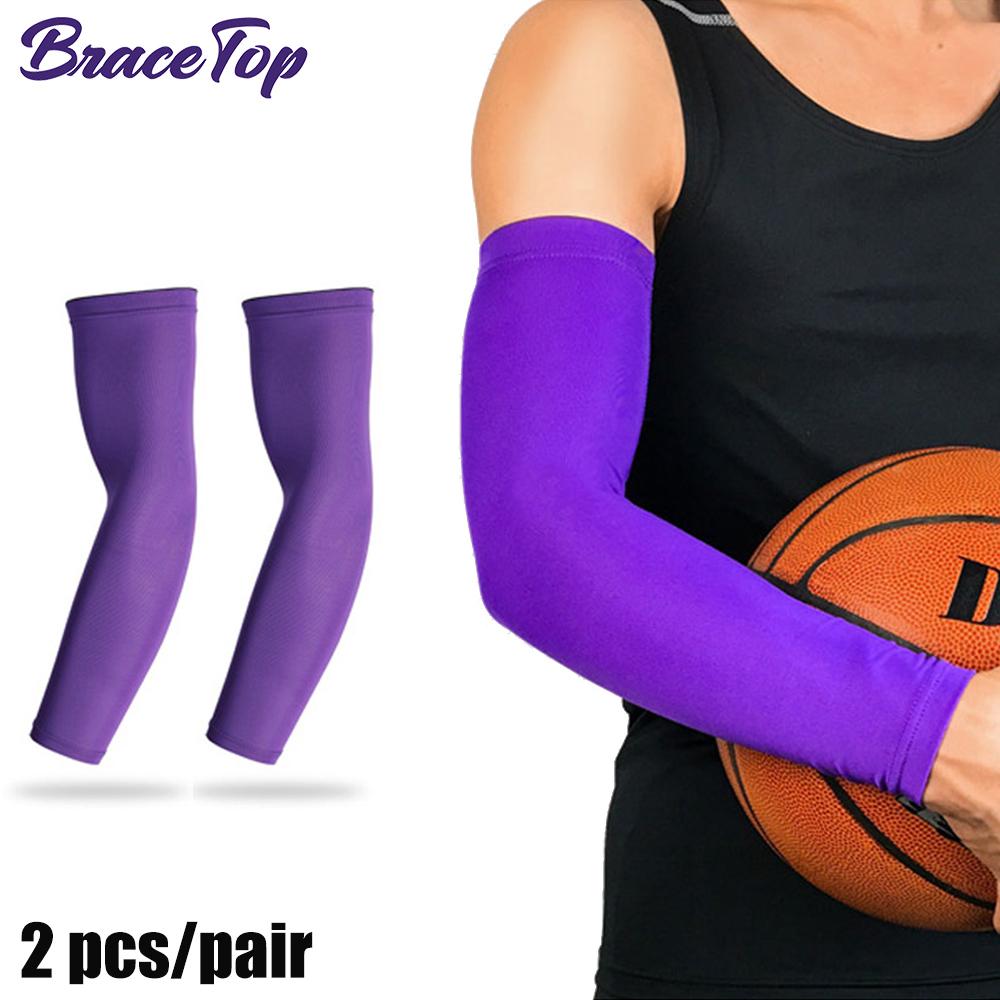 Bracetop 1 Pair Breathable Quick Dry UV Protection Running Arm Sleeves Basketball Sports Arm Guards