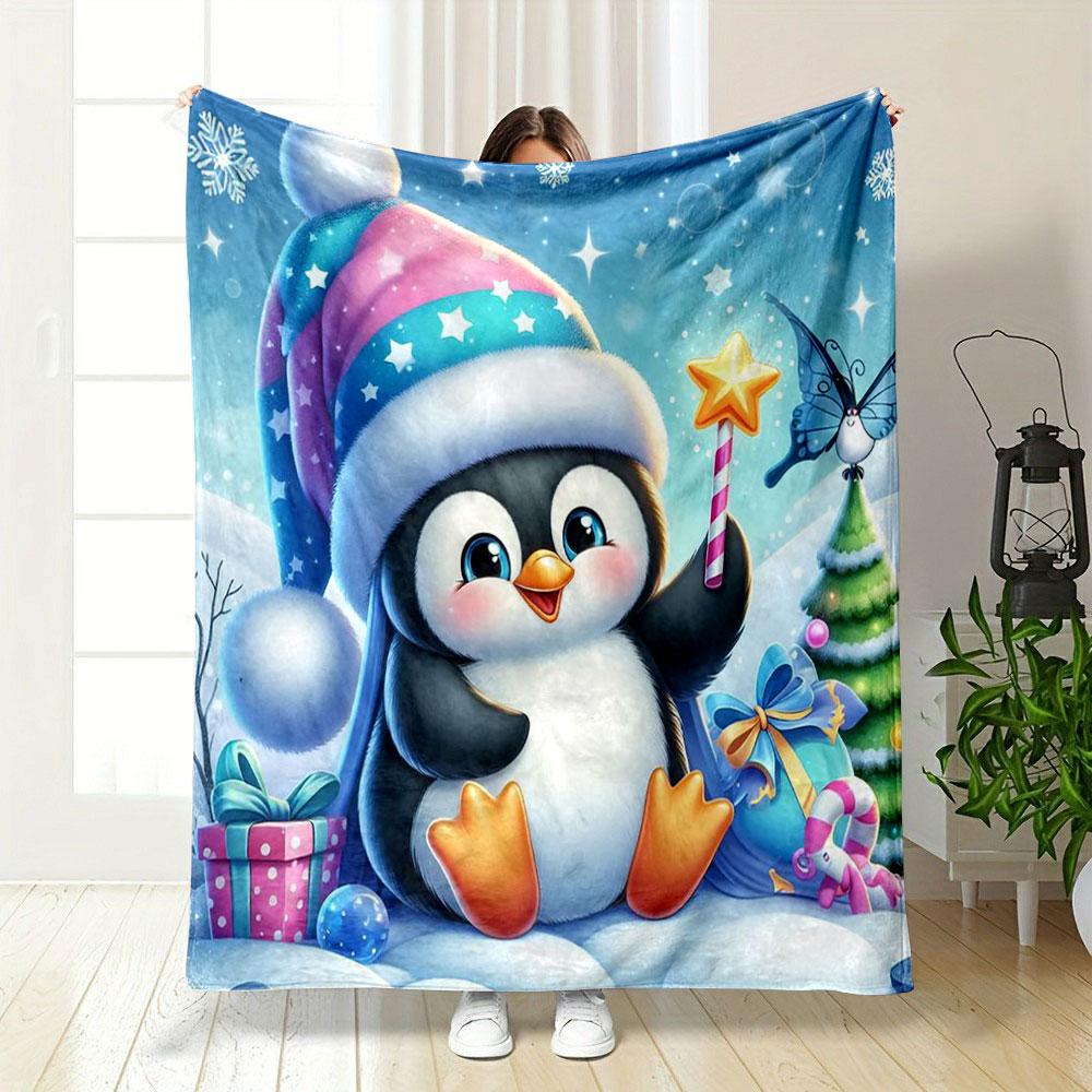 Cute Penguin Winter Wonderland print blanket soft and cozy perfect for the living room bed sofa or a nap,gift
