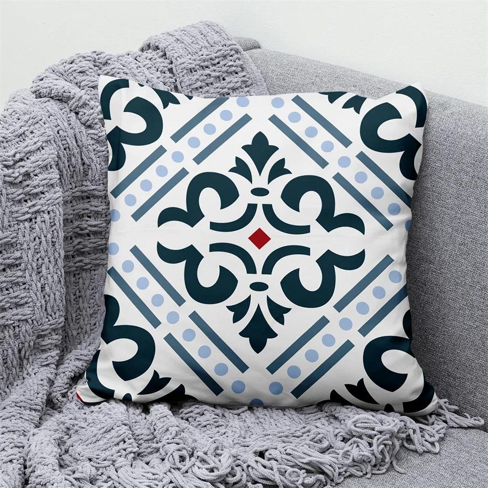 Blue Geometric Decorative Pillowcase Interior Decoration Office Living Room Home Pillowcase