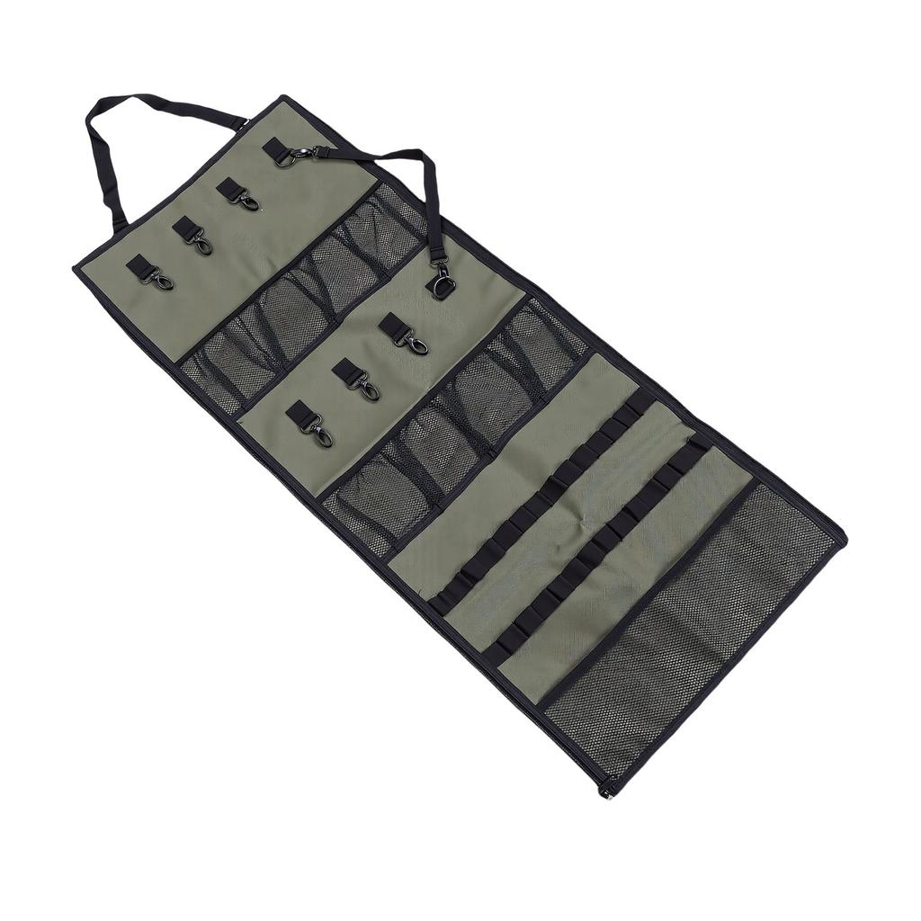 Camping Hanging   600D Oxford Fabric Tent Shed Storage Bag, Hanging Hooks and Mesh  s for Outdoor Picnic Green,