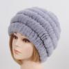 Russia Winter Real Fur Hat Women Knitted Real Rex Rabbit Fur Bomber Hats Lady Natural Warm Genuine Rex Rabbit Fur Cap