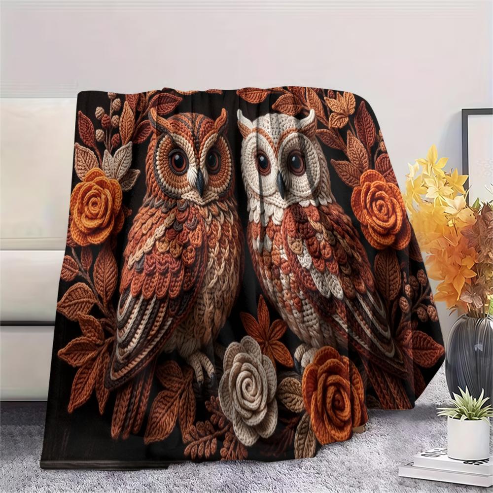 1Pc owl Print Flannel Blanket, High quality Comfortable for All Seasons, Home Decor, Warmth and Comfort, Perfect for Christmas Gifts W66