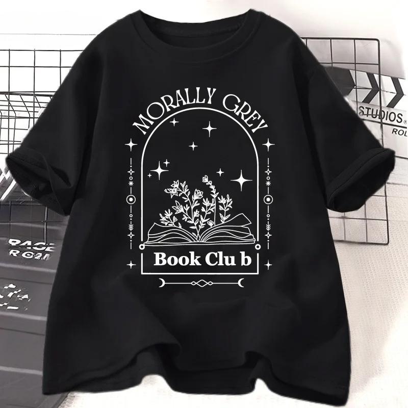 

Retro fashion letter book printed Tshirt artistic style short sleeved round neck versatile daily street Womens Tshirt S
