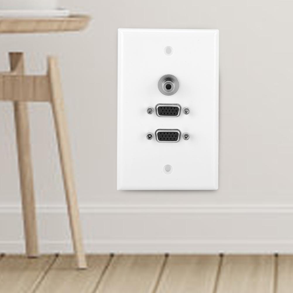 

2 VGA Port 3.5 Female Head Wall Plate Panel for Home Theater Installation