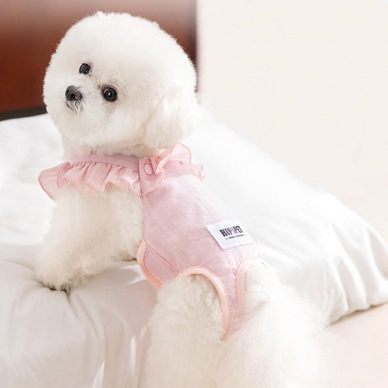 Dog Suspenders Diaper Washable Pet Physiological Pants Cute Plaid Female Dog Shorts Flying Sleeves Cat Shirt Dog Underwear (as the picture,S)