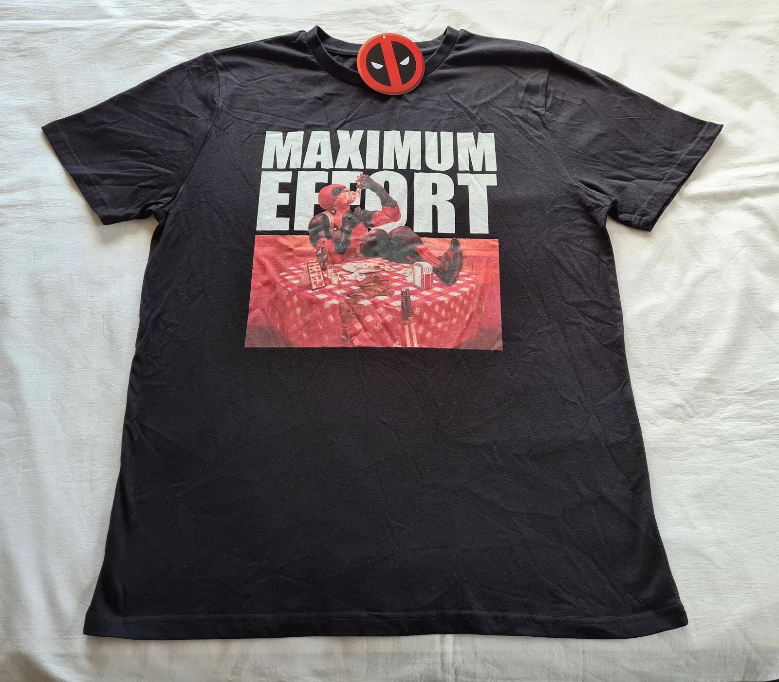 

Marvel Deadpool Mens Maximum Effort Black Printed Short Sleeve T Shirt Size M XL