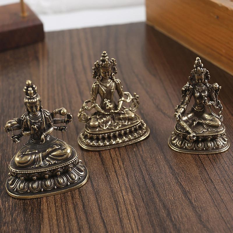 Antike Kupfer Buddha Statue Heim Wohnzimmer Büro Dekoration Figuren Retro Messing Chinesisch Tibetisch Grüne Tara Buddha Statue