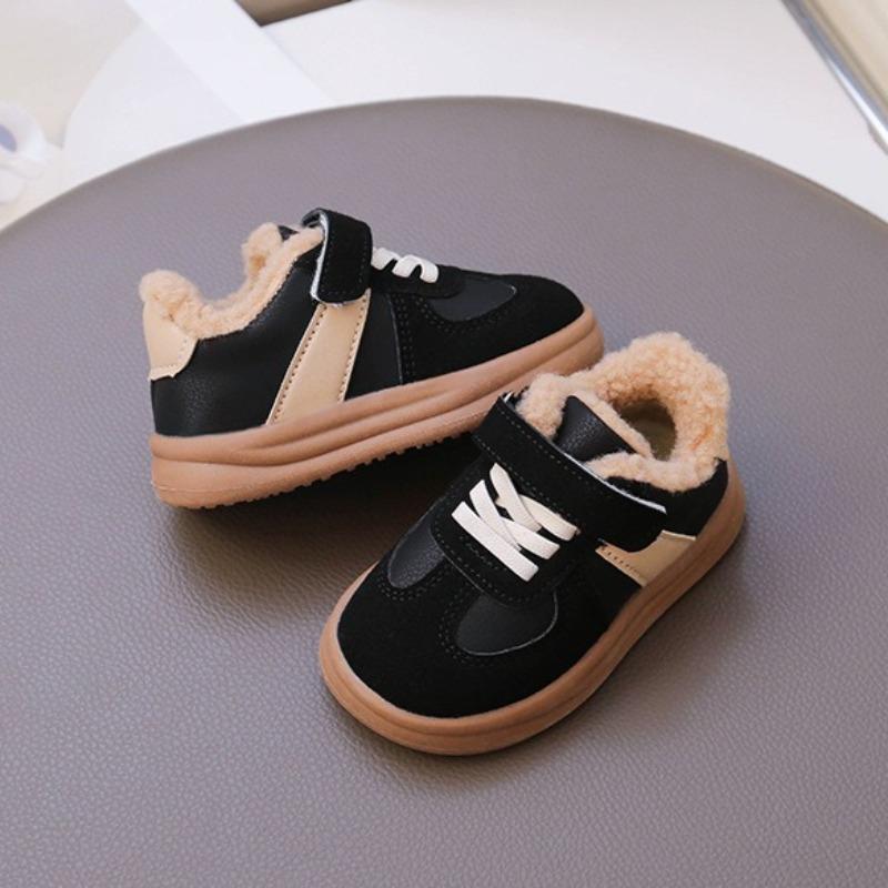Zimowe bawełniane buty dziecięce w stylu koreańskim, ciepłe zimowe buty z wełny jagnięcej dla chłopców, bawełniane buty na polarowej podszewce dla dziewczynek