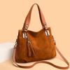 High Quality Women's Soft Suede Surface Leather Shoulder Crossbody Bag 2026 Tassel Handbag Large Capacity Ladies Tote Bag