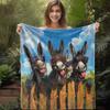 Blue Sky Little Donkey Pattern Flannel Printed Blanket Suitable for All Seasons Suitable for Living Room Office Sofa and Travel