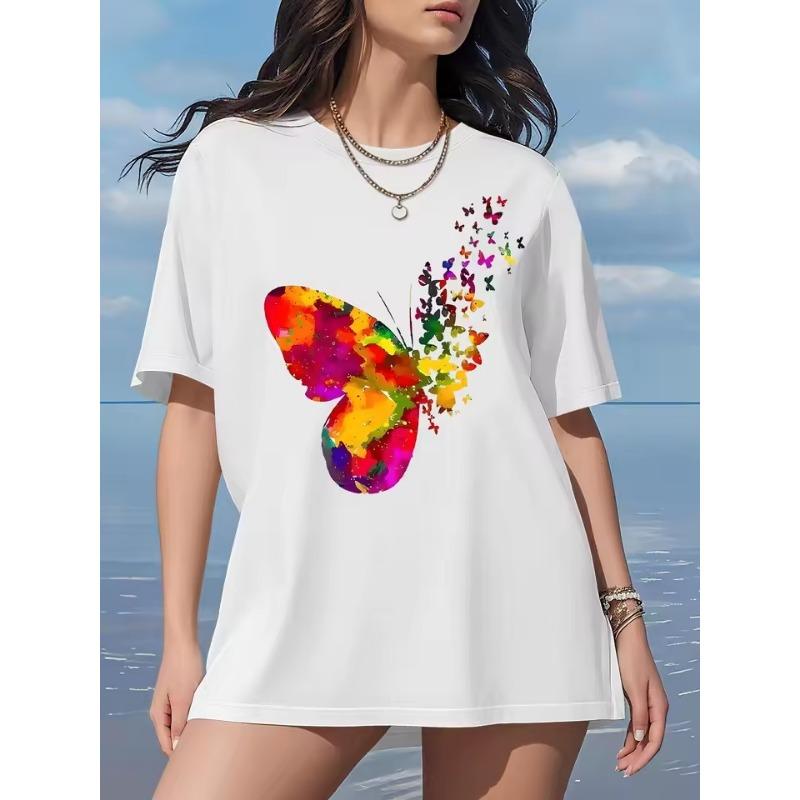 Dámské bílé tričko s krátkým rukávem plus size Rozkošné lízátko ve tvaru srdce 3D potisk Ležérní sladký styl na léto