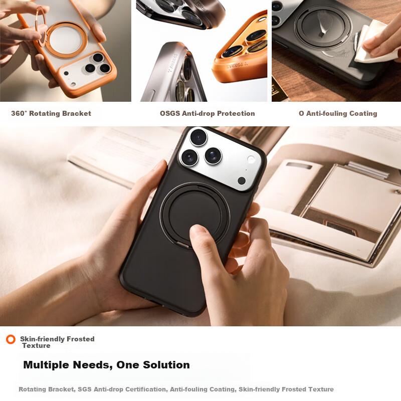TORRAS Pivot Case O1SBestseller on the Internet|Full Coverage for Camera ButtonsApple 17 Pro Max Phone Case iPhone 17 Pro Max Stand Case Black