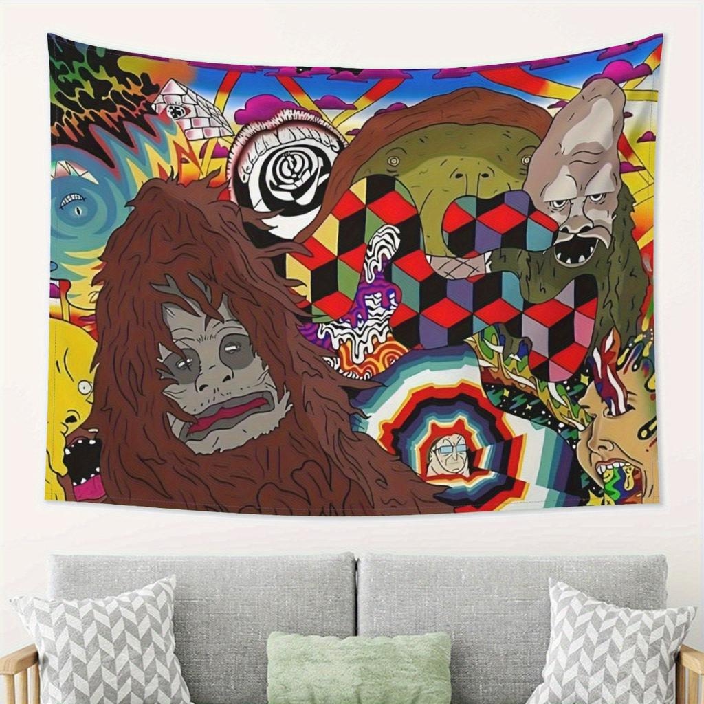 Funny Monster American Retro Cartoon Tapestry, Cool Wall Hanging For Bedroom, Living Room, Dorm And Game Room Home Decor