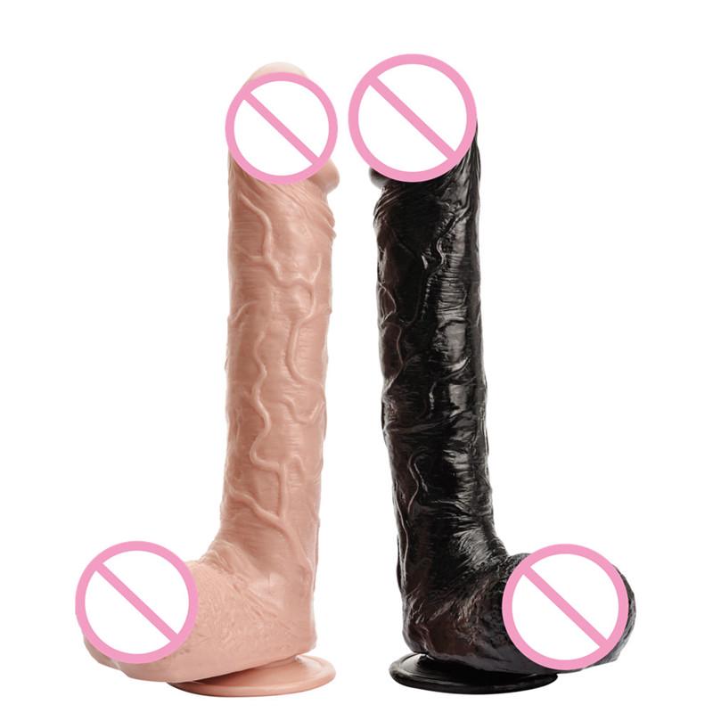 28*5CM Super Huge Black Dildos Realistic Anal Butt with Suction Cup Big Soft Penis Sex Toy For Women