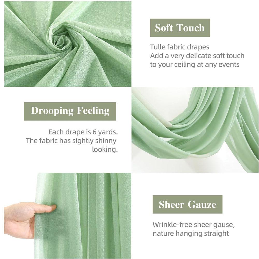 Sage Green Chiffon Background Curtains, Wedding Tablecloths and Draperies, Wedding Arch Party Decorations, Chair Decorations