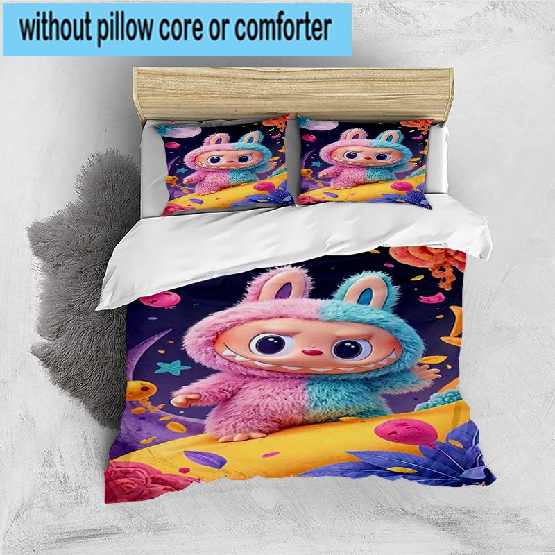 3PCS Labu-bu Friends Adventure 3pcs Bedding,Including 3PCS Duvet Cover And 2pcs Pillowcases Perfect for Christmas,Ideal for Bedroom, Dormitory
