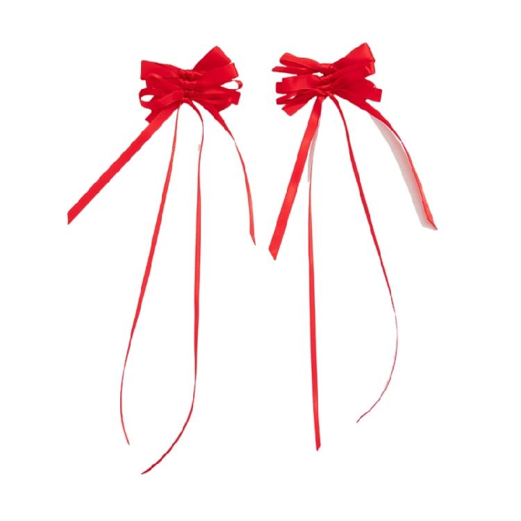 

Stylish Long Ribbon Earrings Trendy Rose Knot Earrings with a Playful Long Ribbon Accent Ear Drop Accessory червоний