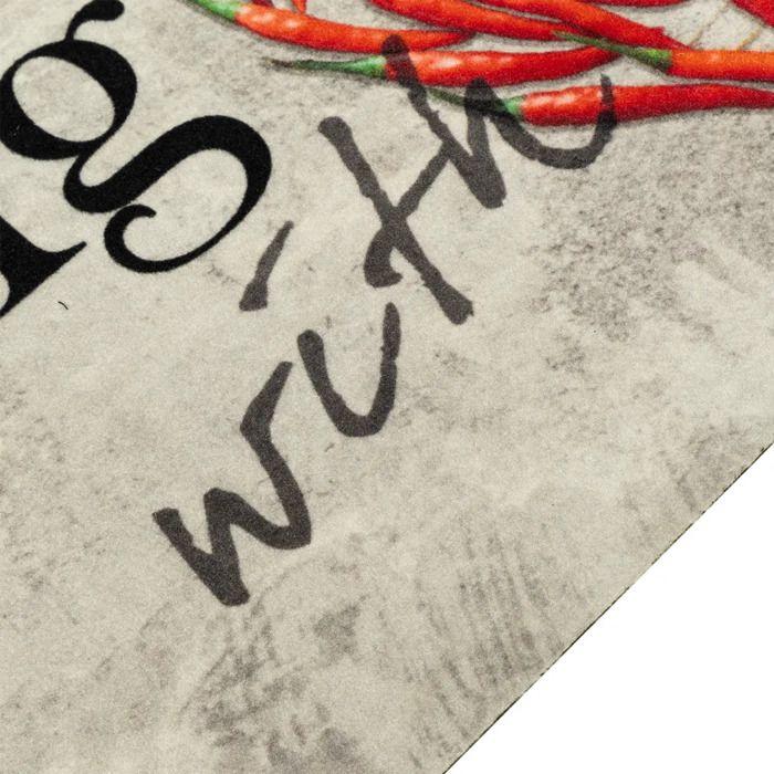 Tapis de cuisine - vidaXL - Imprimé Piment - Lavable - Beige - Rectangulaire