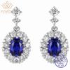 WUIHA Vintage 925 Sterling Silver 3 CT Lab Sapphire High Carbon Diamonds Drop Dangle Wedding Engagement Earrings Fine Jewelry