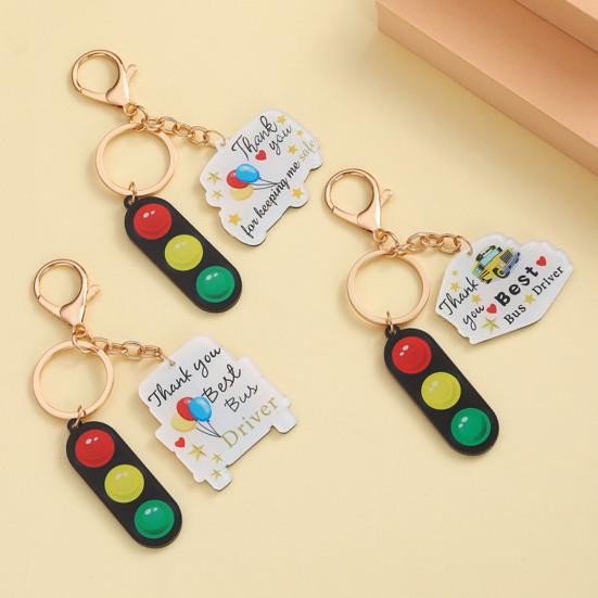 Keychain Pendant School Bus Acrylic Traffic Light Keyring Bag Charm Backpack Handbag Car Keys Wallet