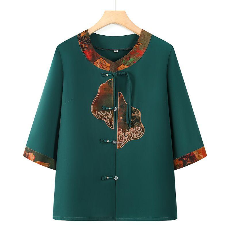 

Китайский традиционный кардиган для бабушки, летний легкий трехмерный крой, подарок на день матери 5XL зелёный