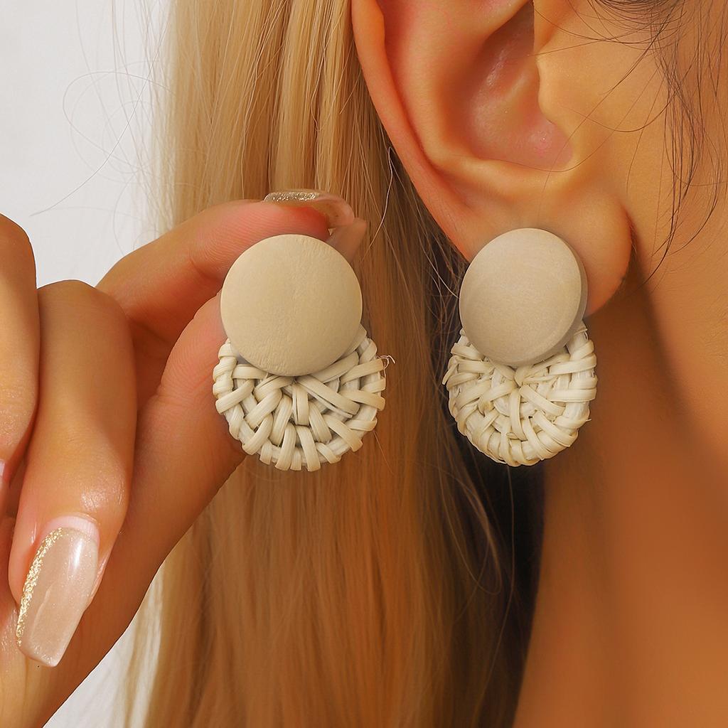 Cercei Rotunzi Geometrie Boemă Femei Senzualitate Înaltă Atmosferă Exagerată Cercei din Lemn Literari Retro