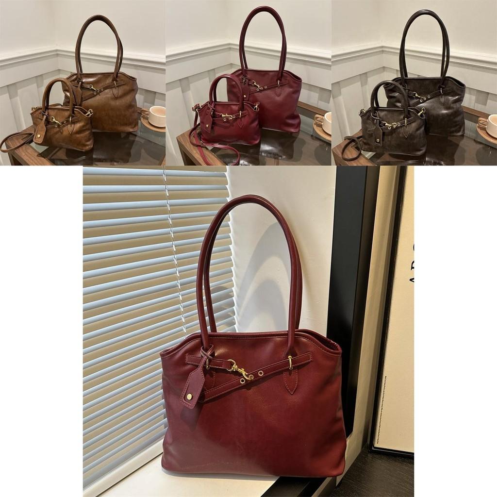 Stylish Vintage Large Capacity Womens Tote Bag Chic Shoulder Bag In Brown Red Colors