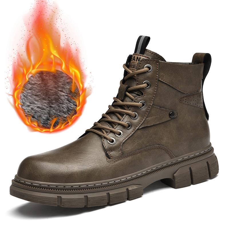 

Fashion Men Trend Boots Outdoor Leather Boots British Style High Top Fashion Motorcycle Punk Shoes Casual Leather Street Style Men Shoes 37