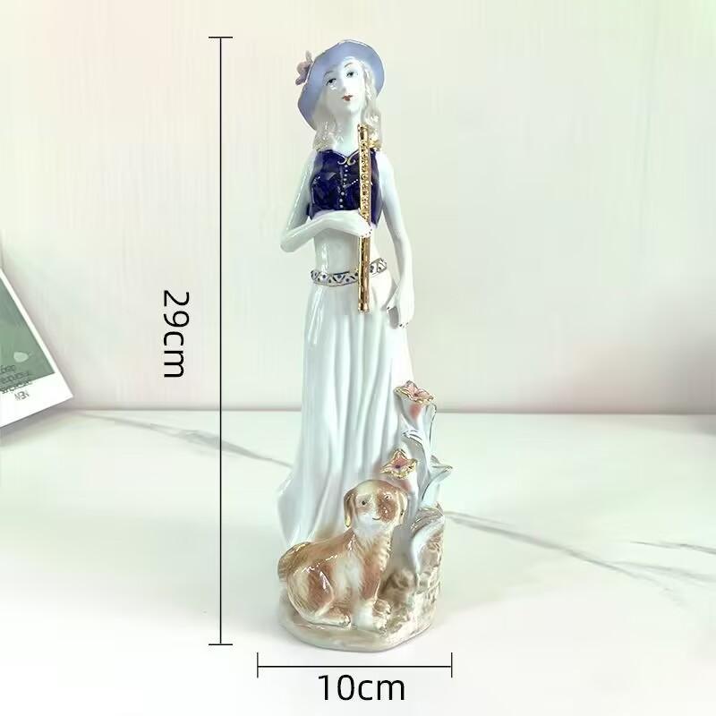 European Western Women Ceramic Statue Decoration Items Home Livingroom Furnishing Accessories Office Desktop Sculpture Ornaments
