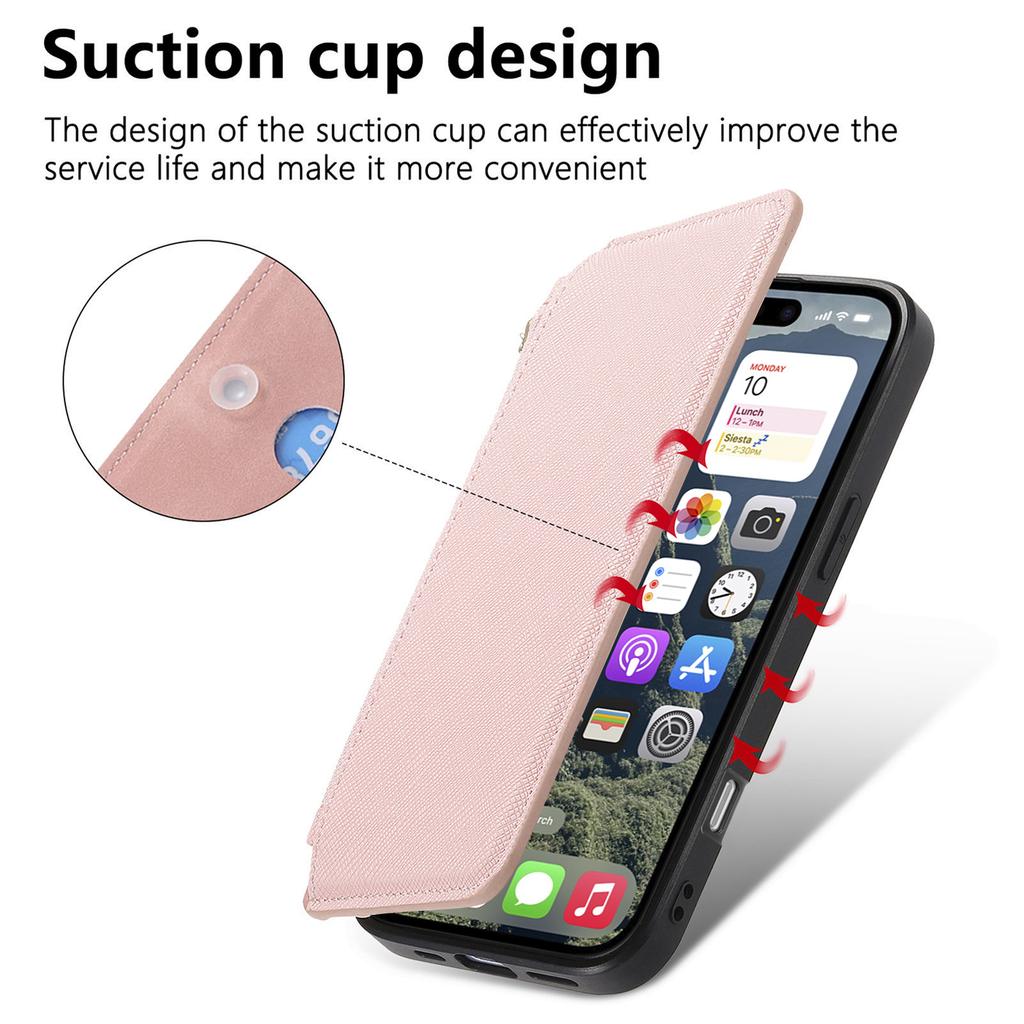 CASENEO For iPhone 16 Pro Case Cross Texture Leather Detachable Magnetic Phone Cover