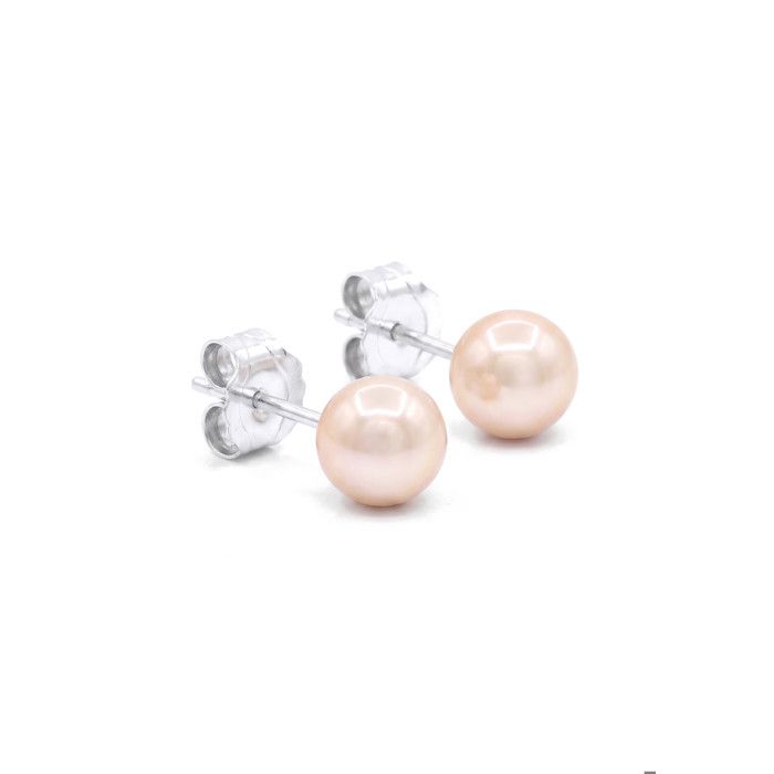 Boucles d'oreilles - PEARLS & COLORS - Perle d'eau douce Rose 5-6 mm - Argent 925 - Clou/Puce - Qualité AAA+