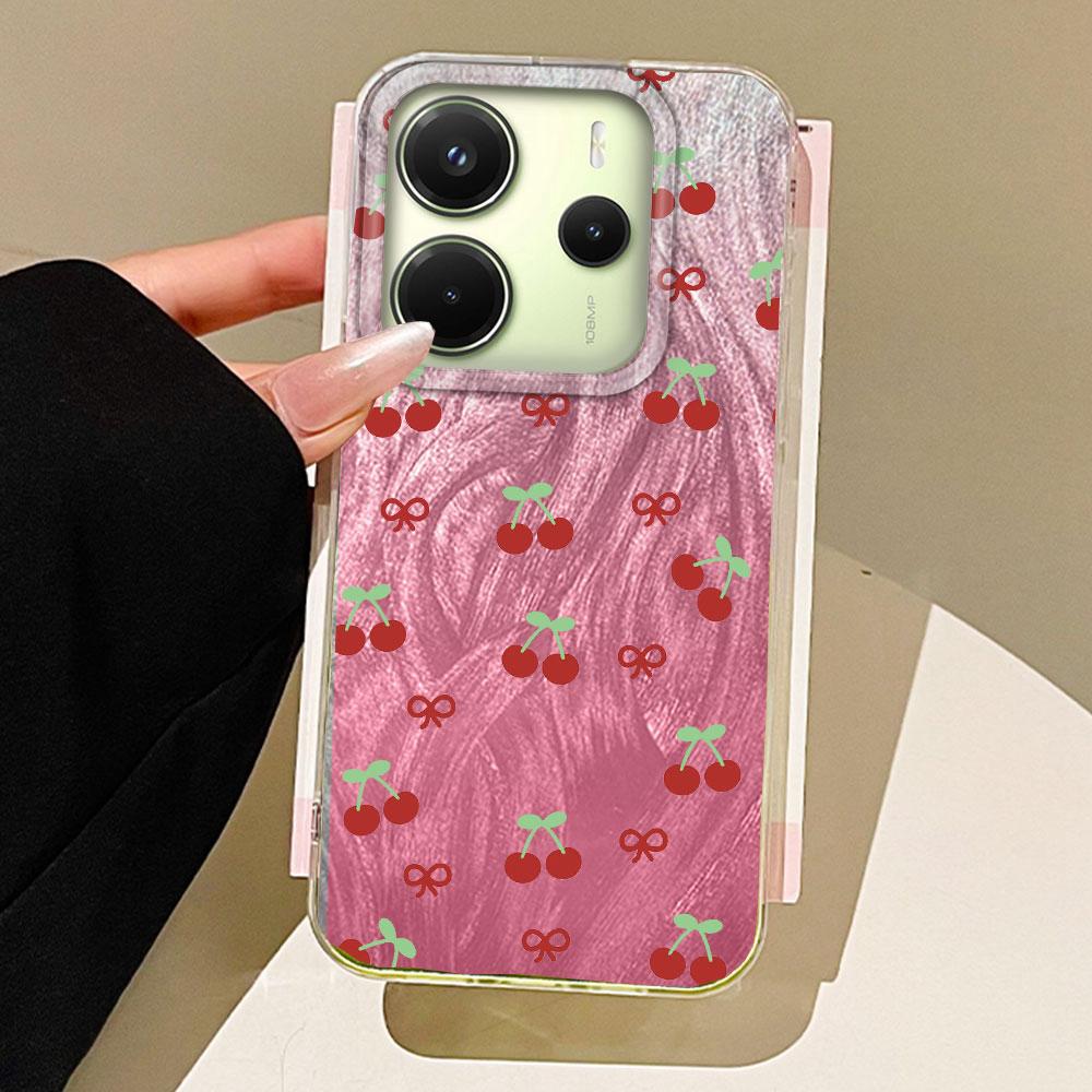 Summer Sweet Red Circular Dot Cherry Phone Case for Xiaomi Redmi 13C 14C A5 A3 A4 A3X Note 14 13 12 11 11S 10 Pro Silicone Cover