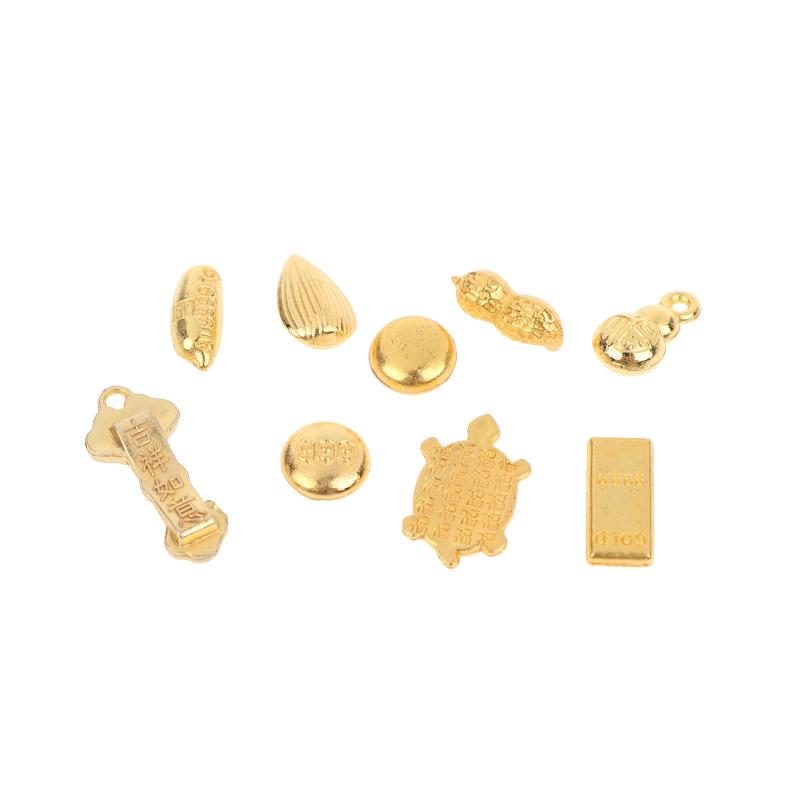100Pcs Wealth Luck Gold Charms Mini Exquisite Gold Ingots Melon Seeds for DIY Gift Making Feng Shui Home Decor