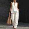 European & American Plus Size Halter V-neck Cotton Linen Blend Camisole