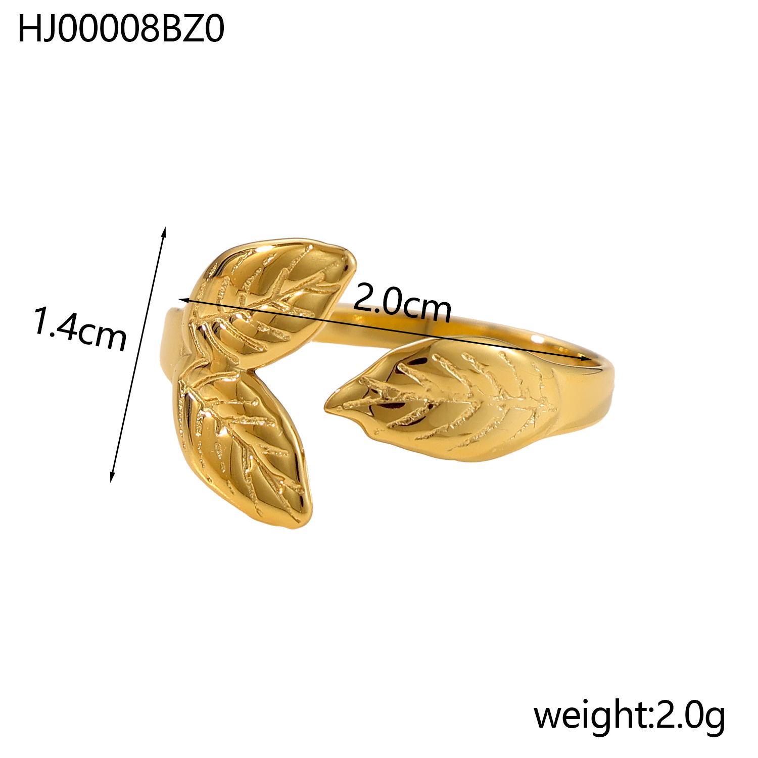

CARLIDANA Luxury Jewelry Gold Color Stainless Steel Lava Hollow Heart Leaf Cross Shape Adjustable Opening Ring for Women resizable