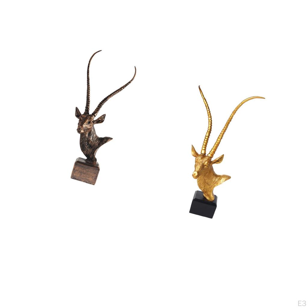 Antelope Head Sculpture Aesthetic Collectible Realistic Ornament Resin Crafts for Hallway Living