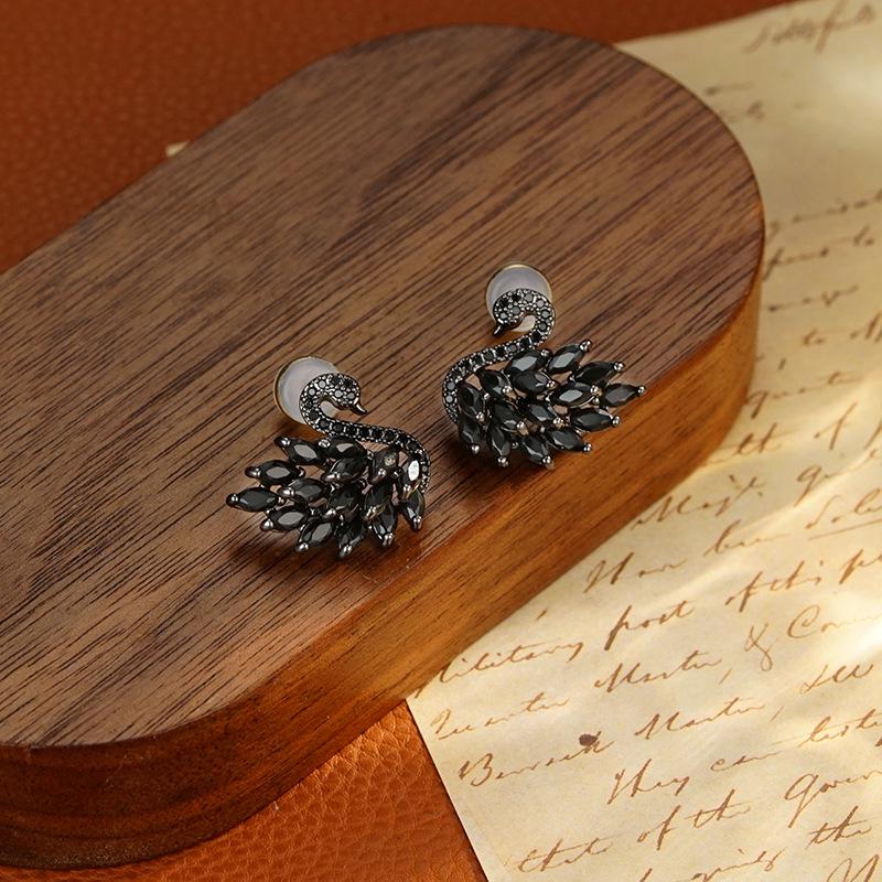 Elegant Hollow Swan Stud Earrings - Trendy Classic Ear Jewelry