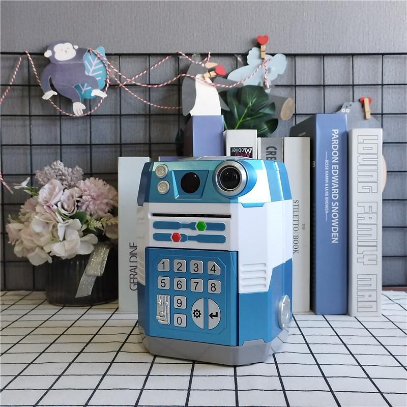 Adjustable Volume Face Recognition Piggy Bank with Password and Automatic Money Rolling for Kids