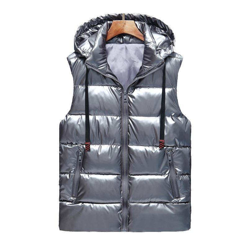 Nowa rozpinana kamizelka z kapturem z jasnej skóry męska i damska osobowość przystojna kamizelka ciepła pogrubiona młodzieżowy trend zima