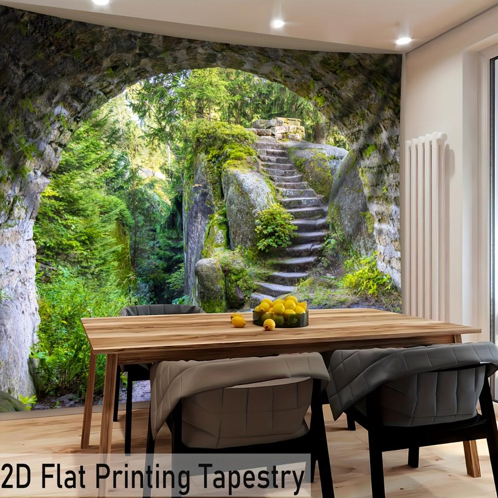 2D flat design 1-piece cave tree ladder tapestry suitable for bedrooms parties and bohemian decor