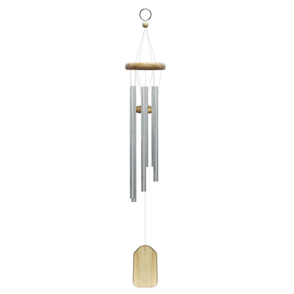 Nordic Pastoral Pine Wood and Metal Wind Chime with 6 Aluminum Tubes - Outdoor Hanging Pendant for Home Decor.