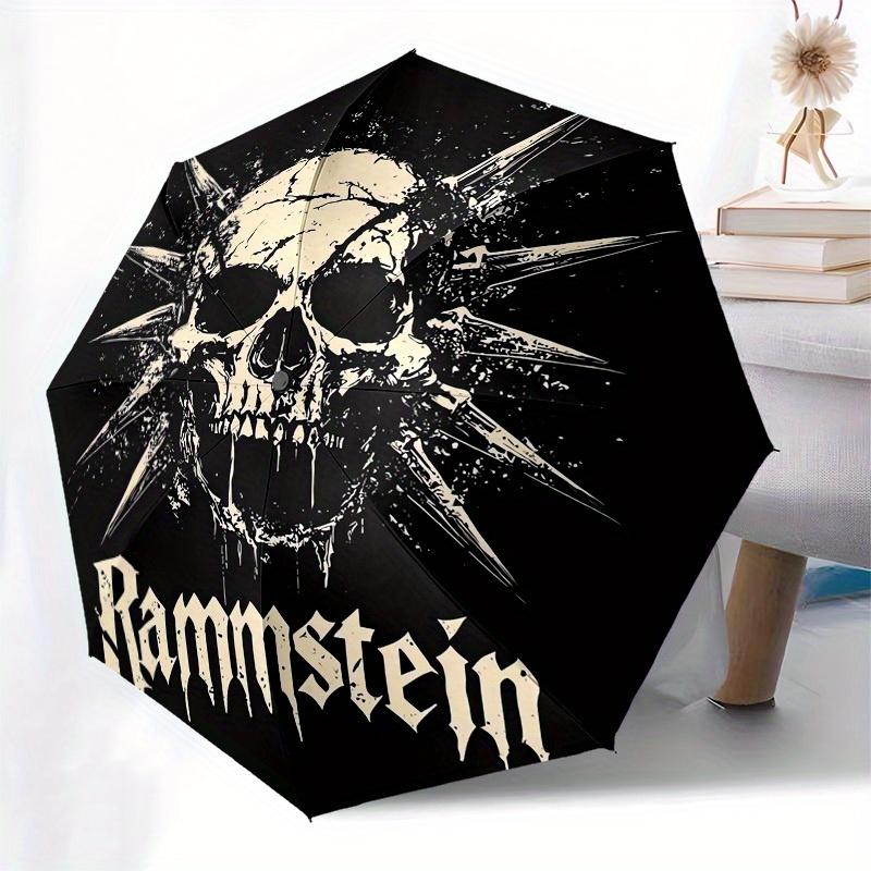 1pc Rammstein Skull Spikes Metal Band Logo Umbrella with Plastic Handle,Suitable for All Seasons Home Travel Outdoor UmbrellaM948