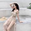 2025 Korean Style Women's One-Piece Swimsuit - Slimming, Conservative, Belly-Concealing, Small Chest Support, Sexy Solid Color Design