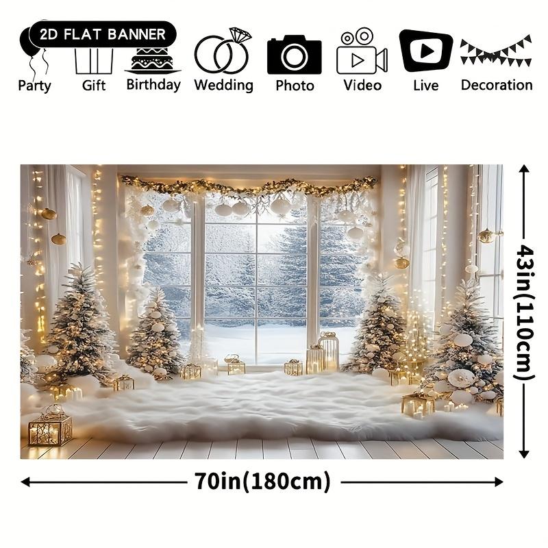 2D flat banner 1pc 1 piece winter wonderland background fabric featuring snow scenes flashing lights and elegancezyc