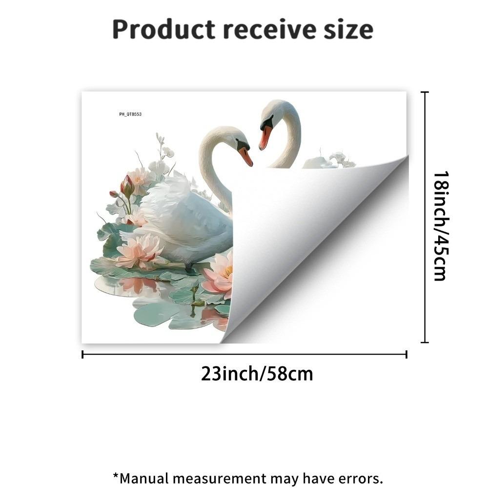 Elegant Style Lotus Wall Sticker Peel and Stick Floral Wall Decal Swan Wall Sticker Bedroom Decor