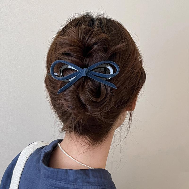 Velvet Bow Hair Clips Twist Clamp for Women Hair Claw Back Head Updo French Elegant Hairpin Hair Accessories Female Headwear