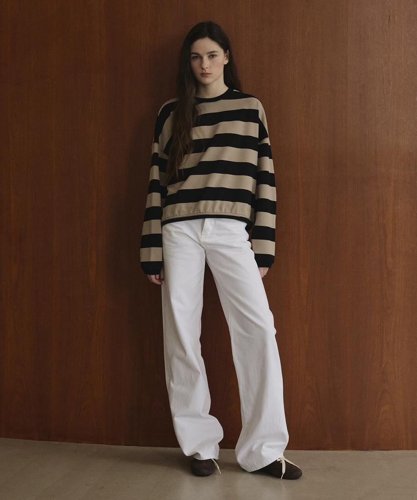 Seutyudioaenpaleukeu Big Striped T-Shirt_Beige