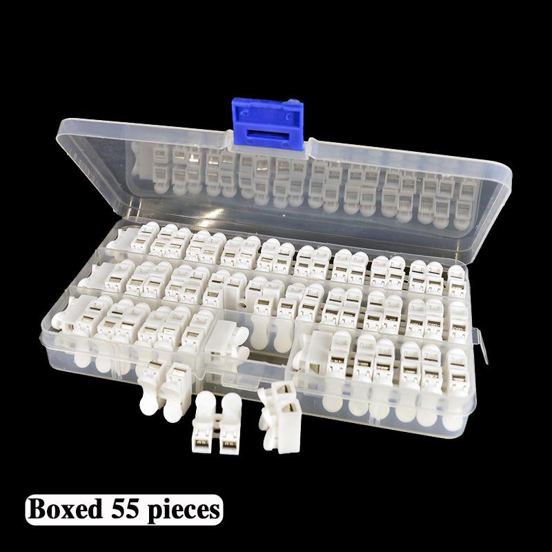 55pcs/lot CH-2 2Pin Spring Wire Quick Connector Splice With No Welding No Screws Cable Clamp Terminal 2 Way Easy Fit Led Strip