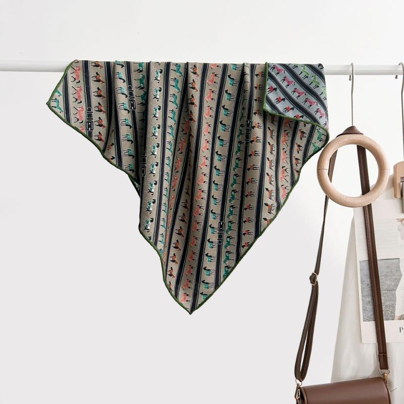 Colored leaves double-sided heterochrome silk wool silk scarf women's new thermal shawl light luxury versatile silk wool scarf