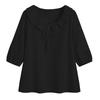 Women's Fashionable Color 3/4 Sleeve Shirt Cute Collar Summer Casual Shirt Loose Top